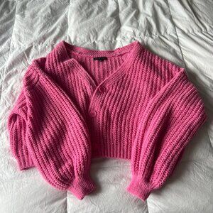 Love Ellie pink cropped knit cardigan